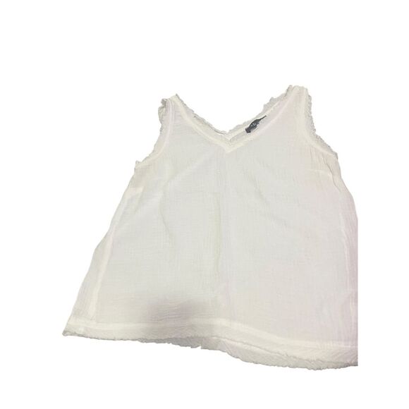 KLD Signature white tank top with distictive frayed edges  size small good condi - Picture 1 of 4